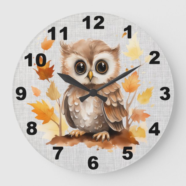Fall Owl Wall Clock (Front)