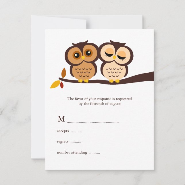 Fall Owls Wedding Response Cards (Front)