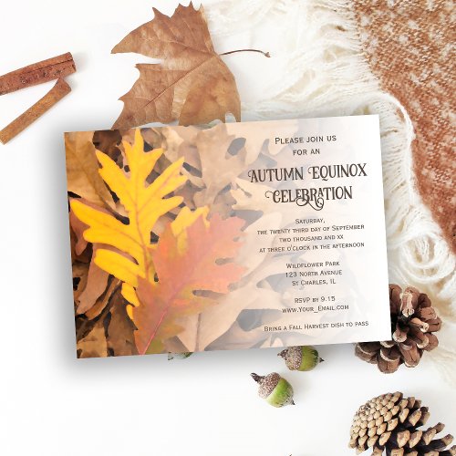 Fall Painted Leaves Autumn Equinox Celebration Invitation