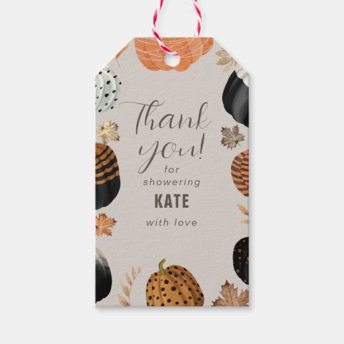 Fall Painted Pumpkins Bridal Shower Thank You Gift Tags