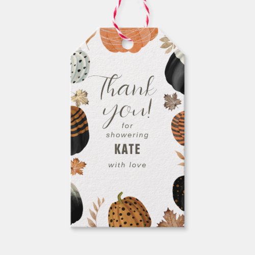 Fall Painted Pumpkins Bridal Shower Thank You Gift Tags