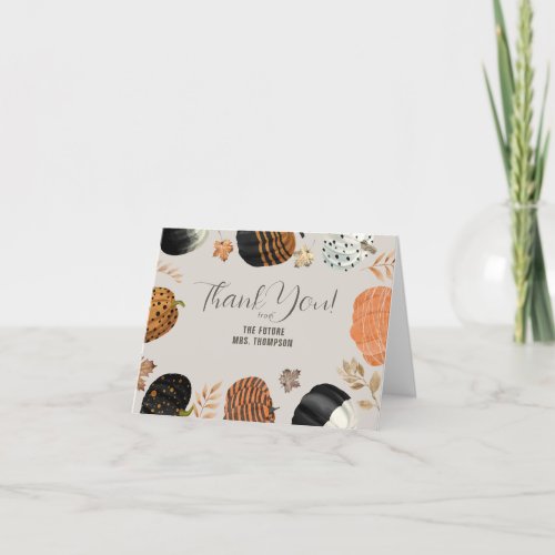 Fall Painted Pumpkins Taupe Folded  Thank You Card