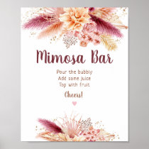 Fall Pampas Grass Boho Bridal Shower Mimosa Bar Poster