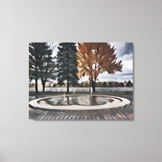 Fall park scenery canva pen and ink painting canvas print