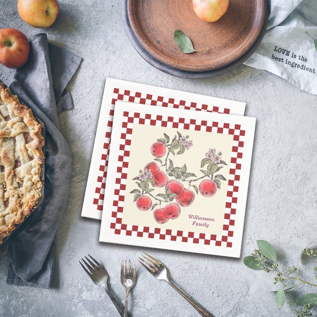 Fall Party Apple Harvest Thanksgiving Personalize Napkins (Creator Uploaded)