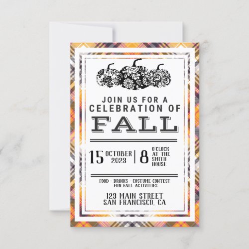 Fall Party Autum Party Halloween Party Pumpkins Invitation