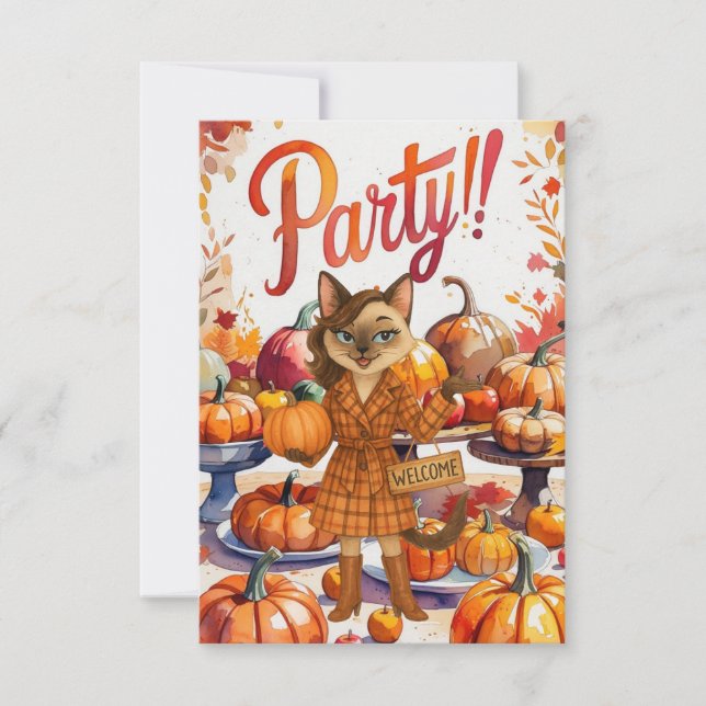 Fall Party Invitation Card – Cozy Autumn Gathering (Front)