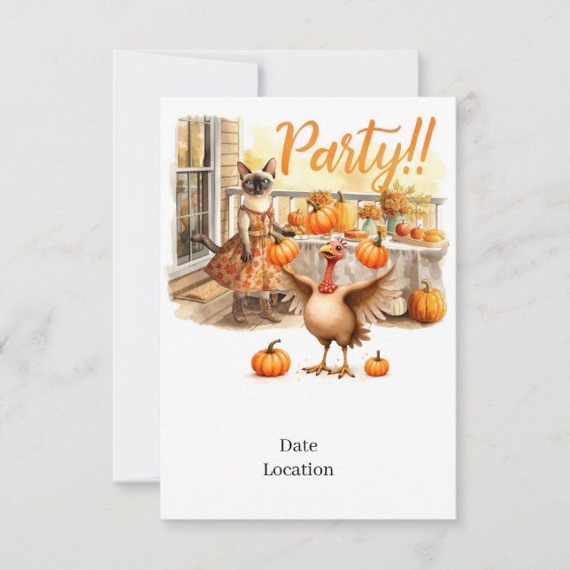 Fall Party Invitation Card – Cozy Autumn Gathering (Front)
