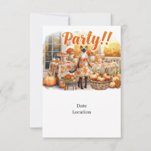 Fall Party Invitation Card for Siamese Cat Lovers