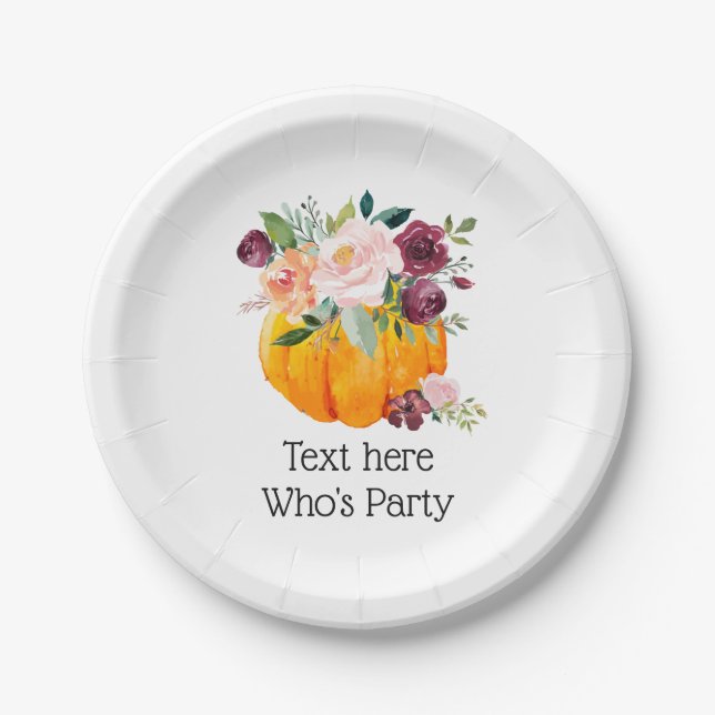 fall party, pumpkin, autumn,  fall Paper Plate (Front)