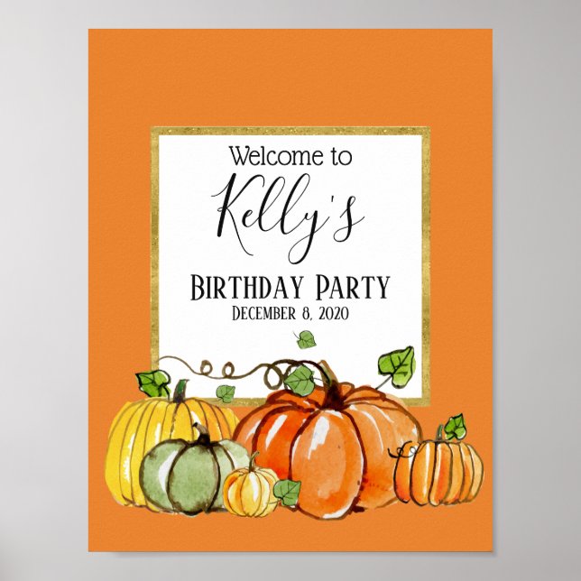 fall party, pumpkin, autumn,  welcome sign (Front)