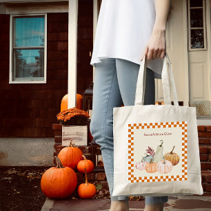Fall Party Pumpkin Harvest Personalize Customize Tote Bag