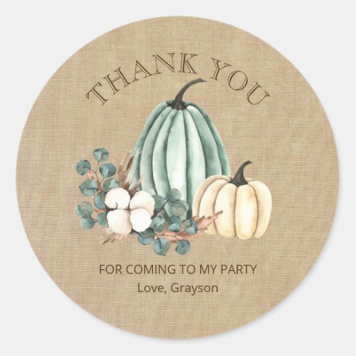 Fall Party Thank You Classic Round Sticker