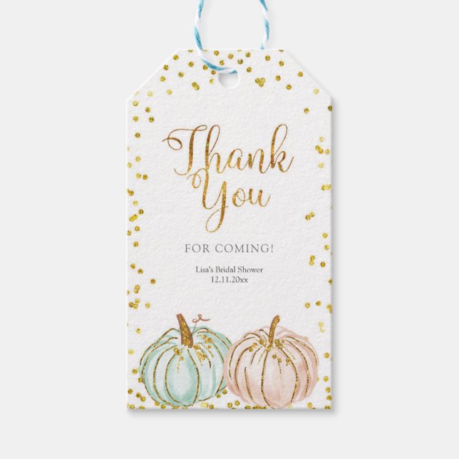 Fall Pastel Pumpkin Gender Reveal Thank You Tag (Front)