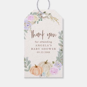 Fall Pastel Pumpkins and Floral Baby Shower Gift Tags