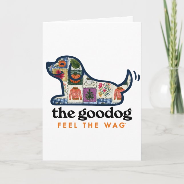 Fall Patchwork Dog Autumn Card (Front)
