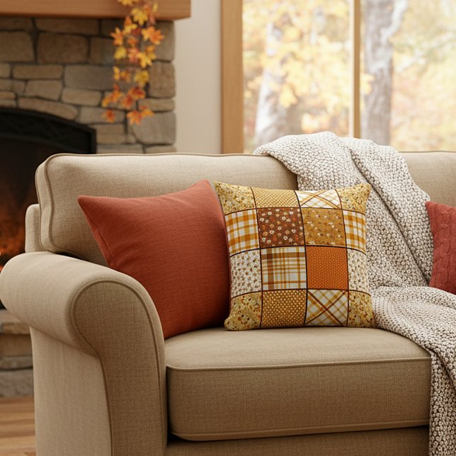 Fall patchwork throw pillow (Creator Uploaded)
