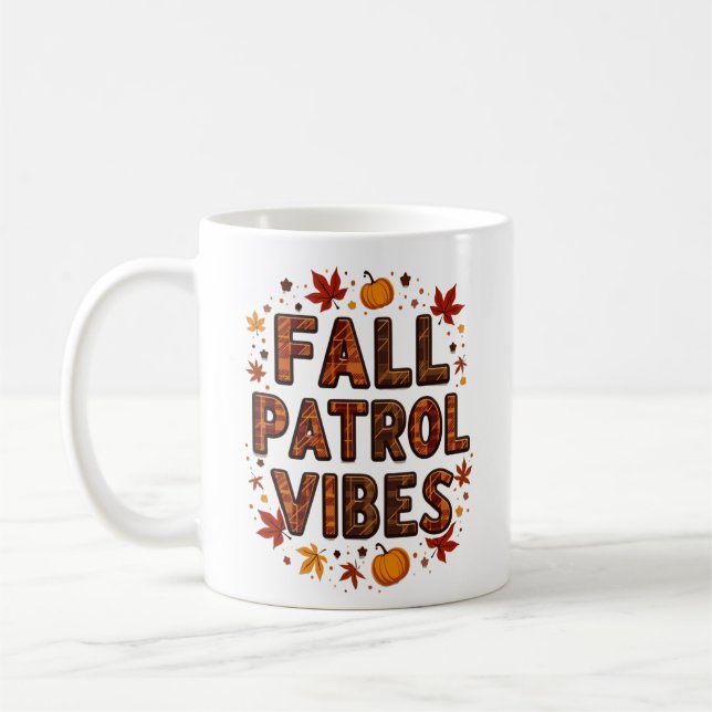 Fall Patrol Vibes Autumn Police Officer Coffee Mug (Left)