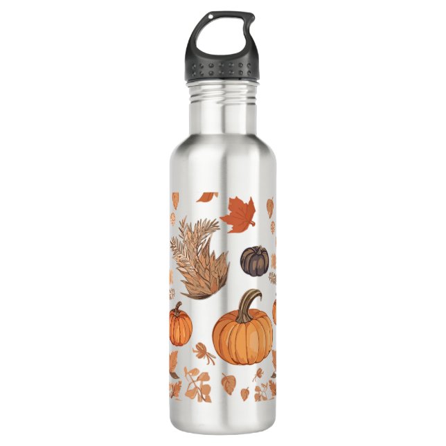 Fall pattern design stainless steel water bottle (Front)