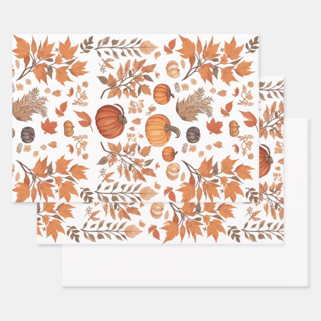 Fall pattern design wrapping paper sheets (Set)