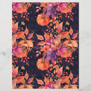 Fall Pattern Leaves and Pumpkins