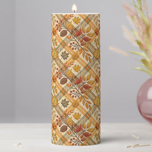 Fall Pattern Pillar Candle (In Situ)