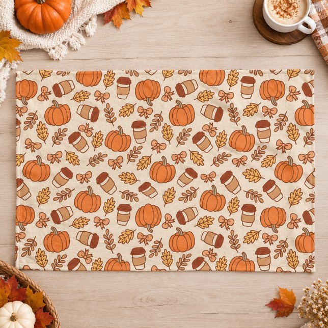Fall Pattern Seamless Coffee Pumpkin Kitchen Towel (Fall Pattern Seamless Coffee Pumpkin Kitchen Towel)