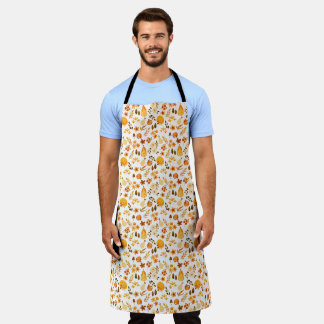 Fall Pattern with Pumpkins, Leaves:Autumn Elegance Apron