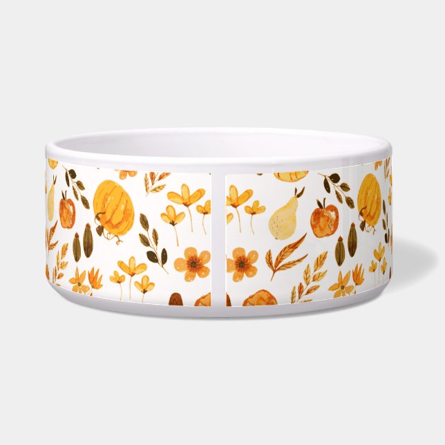 Fall Pattern with Pumpkins, Leaves:Autumn Elegance Bowl (Back)