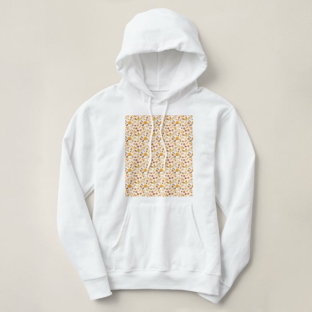 Fall Pattern with Pumpkins, Leaves:Autumn Elegance Hoodie (Design Front)
