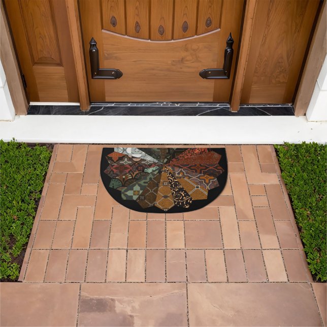 Fall Patterns Beautiful Half Circle Fan Doormat (Outdoor)