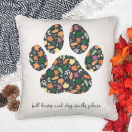 Fall Paw Print Throw Pillow For A Dog Lover