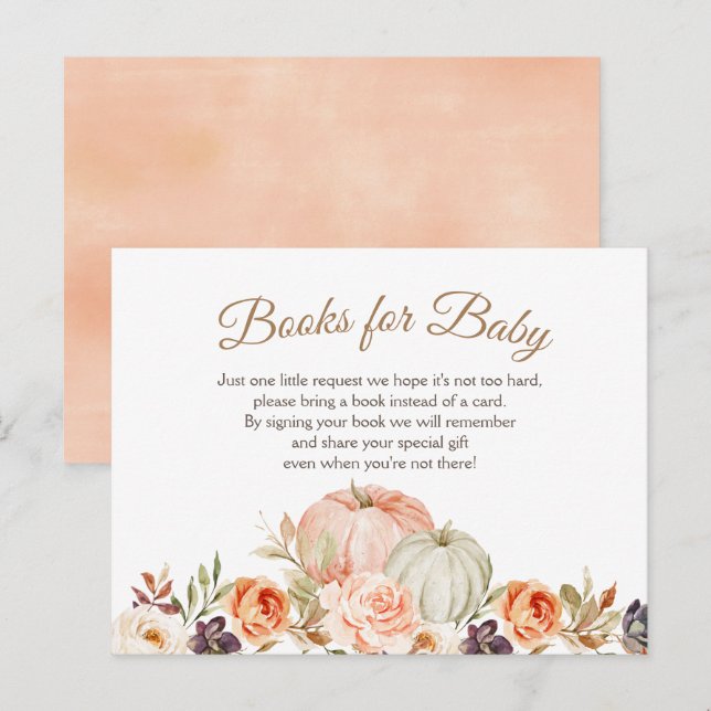Fall Peach and Green Pumpkin Books for Baby Postcard (Front/Back)