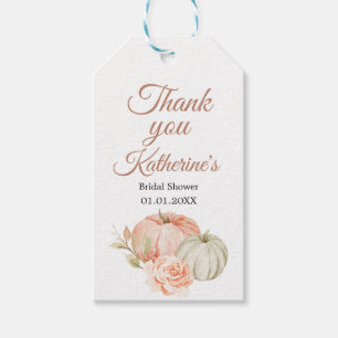 Fall Peach and Green Pumpkin Rustic Thank You Tag