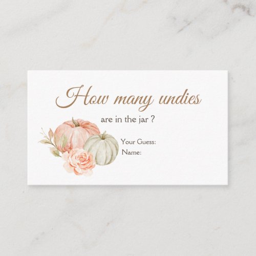 Fall Peach Green Pumpkin How Many Undies Enclosure Card