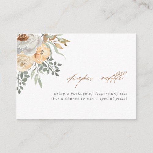 Fall Peach  Grey Floral Diaper Raffle Enclosure Card