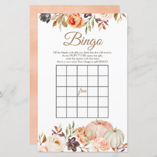 Fall Peach Pumpkin Rustic Floral Bingo Games