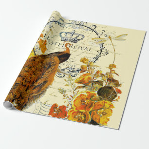 Fall peacock wrapping paper