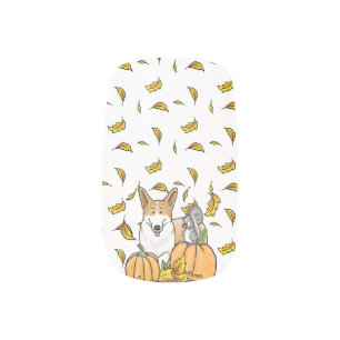 Fall Pembroke Welsh Corgi (red 1) Pumpkins Cute Minx Nail Art