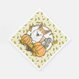 Fall Pembroke Welsh Corgi (red 1) Pumpkins Cute Napkins
