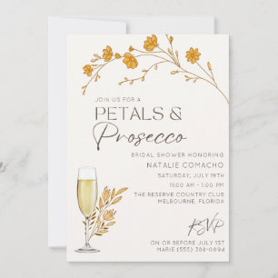 Fall Petals Prosecco Bridal Shower Party Invitation