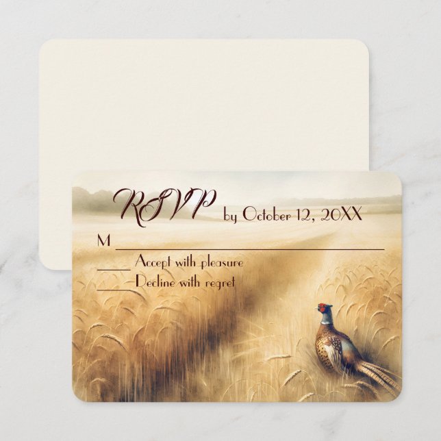 Fall Pheasant Wedding RSVP Card (Front/Back)