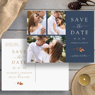 Fall Photo Collage Wedding Save The Date Announcement Postcard
