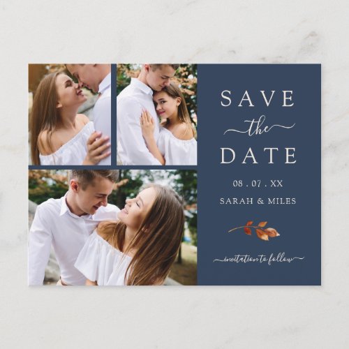 Fall  Photo Collage Wedding Save The Date Announcement Postcard