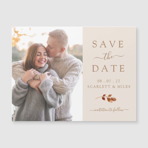 Fall Photo Save The Date Wedding Magnetic Card