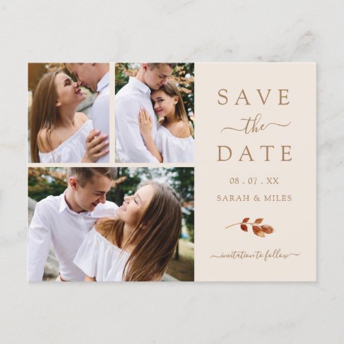 Fall Photo Wedding Save The Date Announcement Postcard