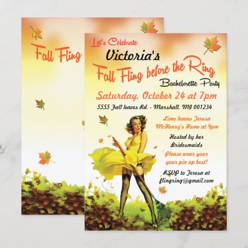 Fall Pin up Last Fling Before the Ring Invitation