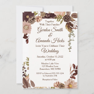 Fall Pine cone Wedding Invitation