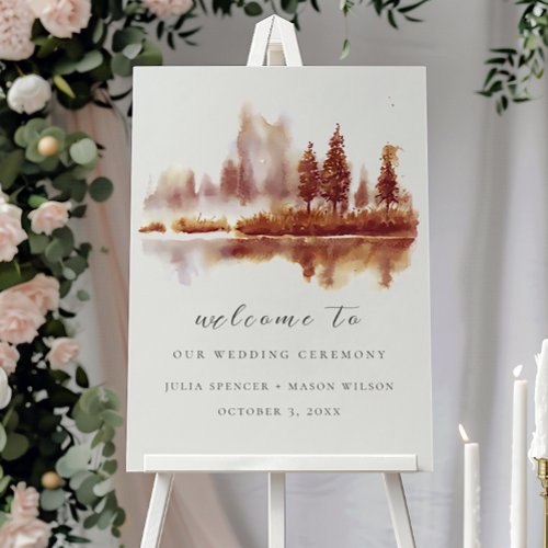 Fall Pine Tree Wedding Welcome Foam Board