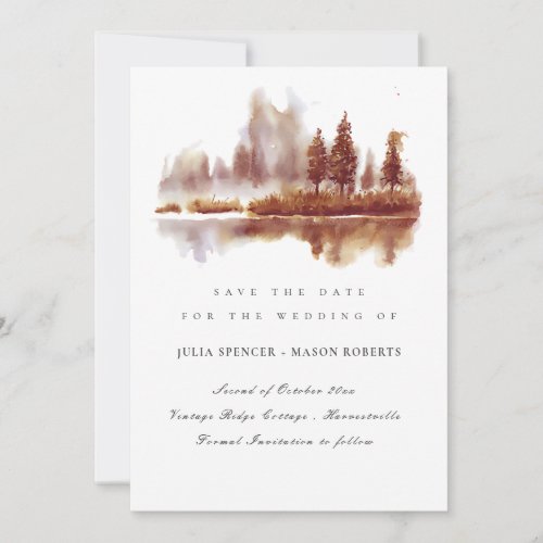 Fall Pine Tree Woods Save The Date Invite